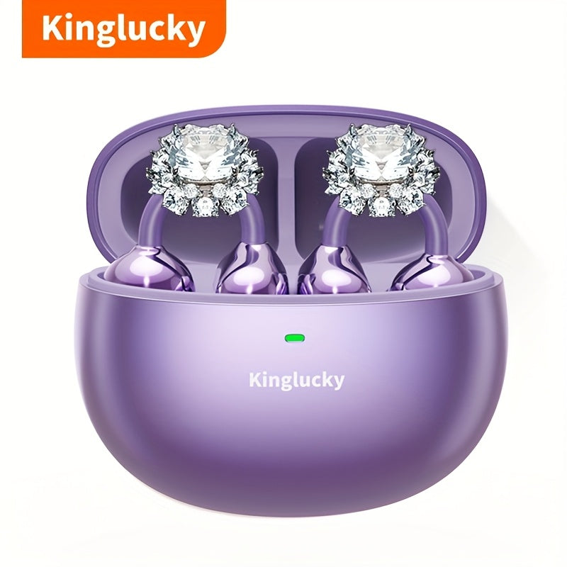 Clip On Luxurious Diamond Bow Headphone