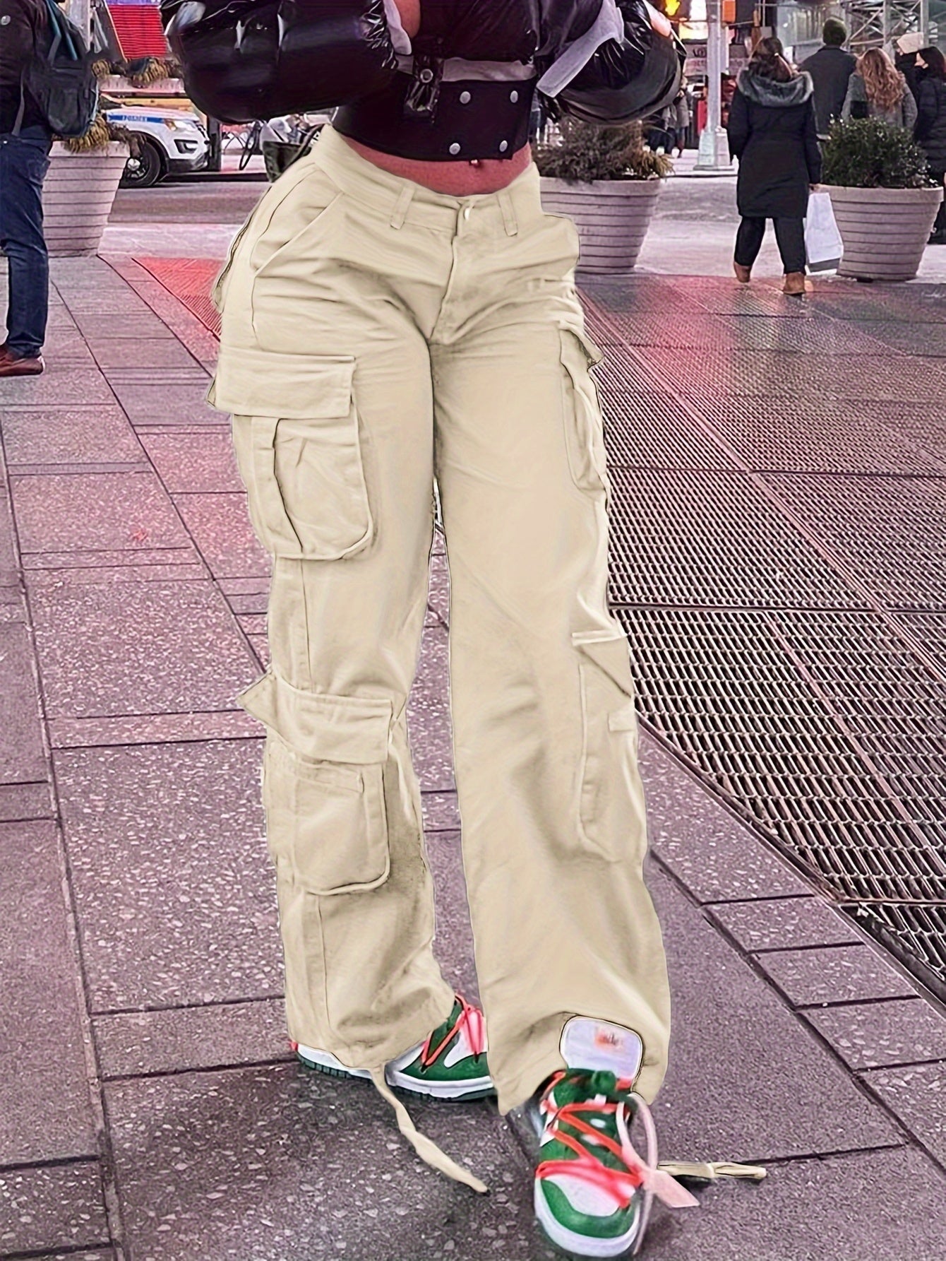 Plain Side Flap Pocket Cargo Jeans
