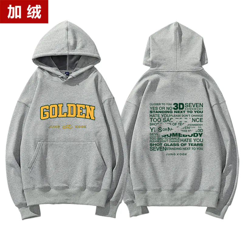 Jungkook Golden Album Hoodie - Fleece Pullover Top