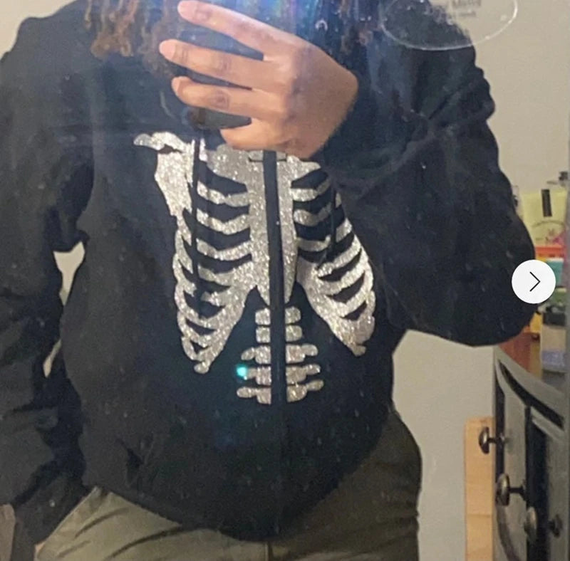 Y2K Grunge Punk Butterfly Print Oversize Zip Up Hoodies