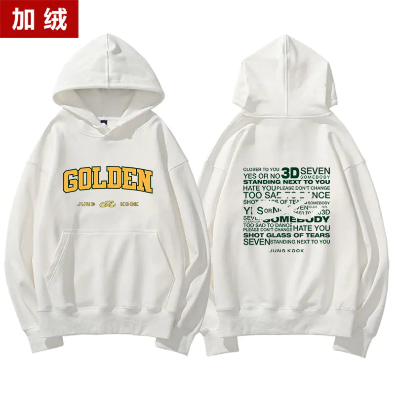 Jungkook Golden Album Hoodie - Fleece Pullover Top