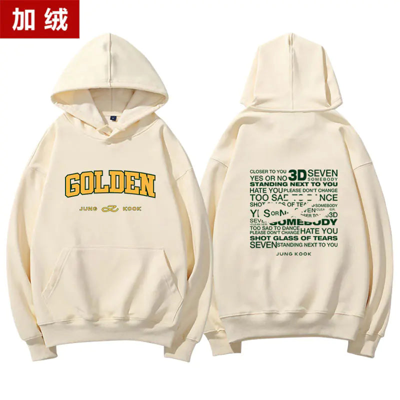 Jungkook Golden Album Hoodie - Fleece Pullover Top