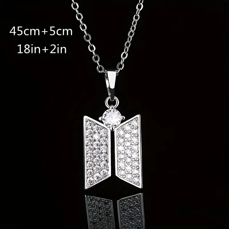 BTS Necklace with Crystal-tone Zircon Alloy Pendant Gift