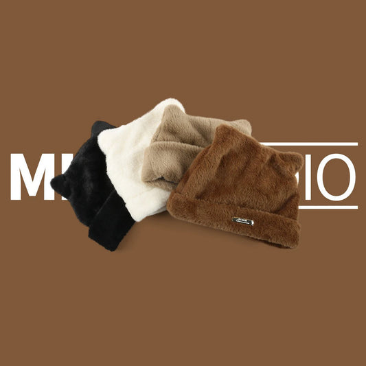 Autumn and Winter Teddy Bear Ear Plush Hat