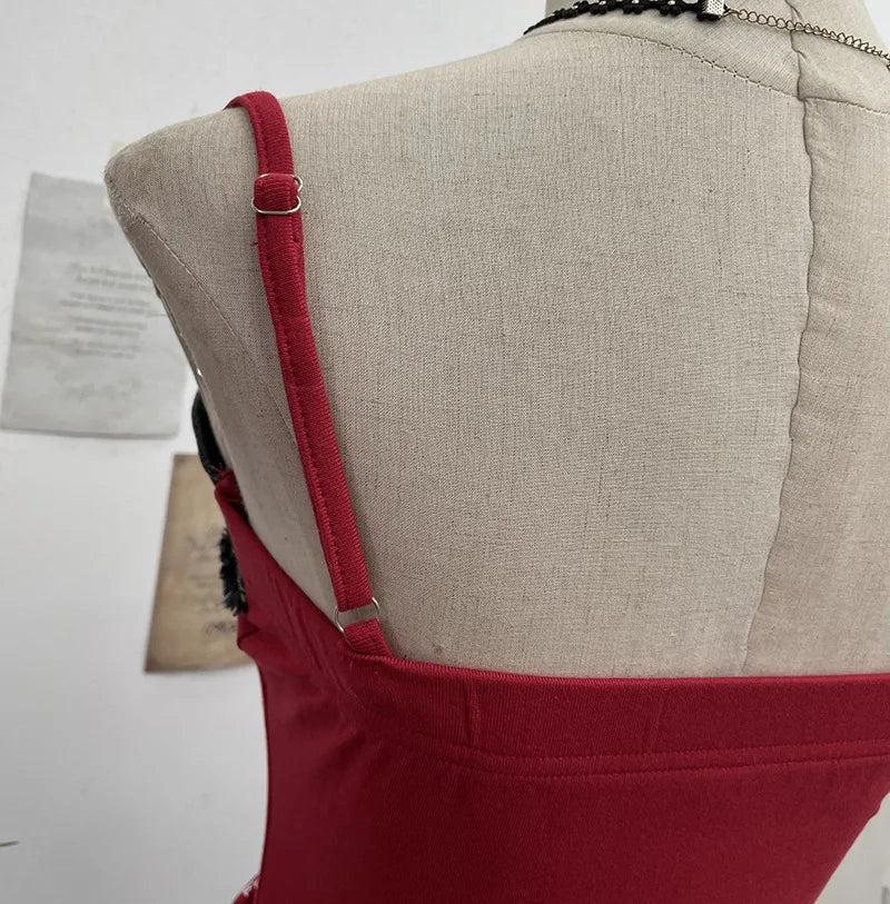 Women's Raw-edge Denim Stitching Spaghetti Strap Camisole Top