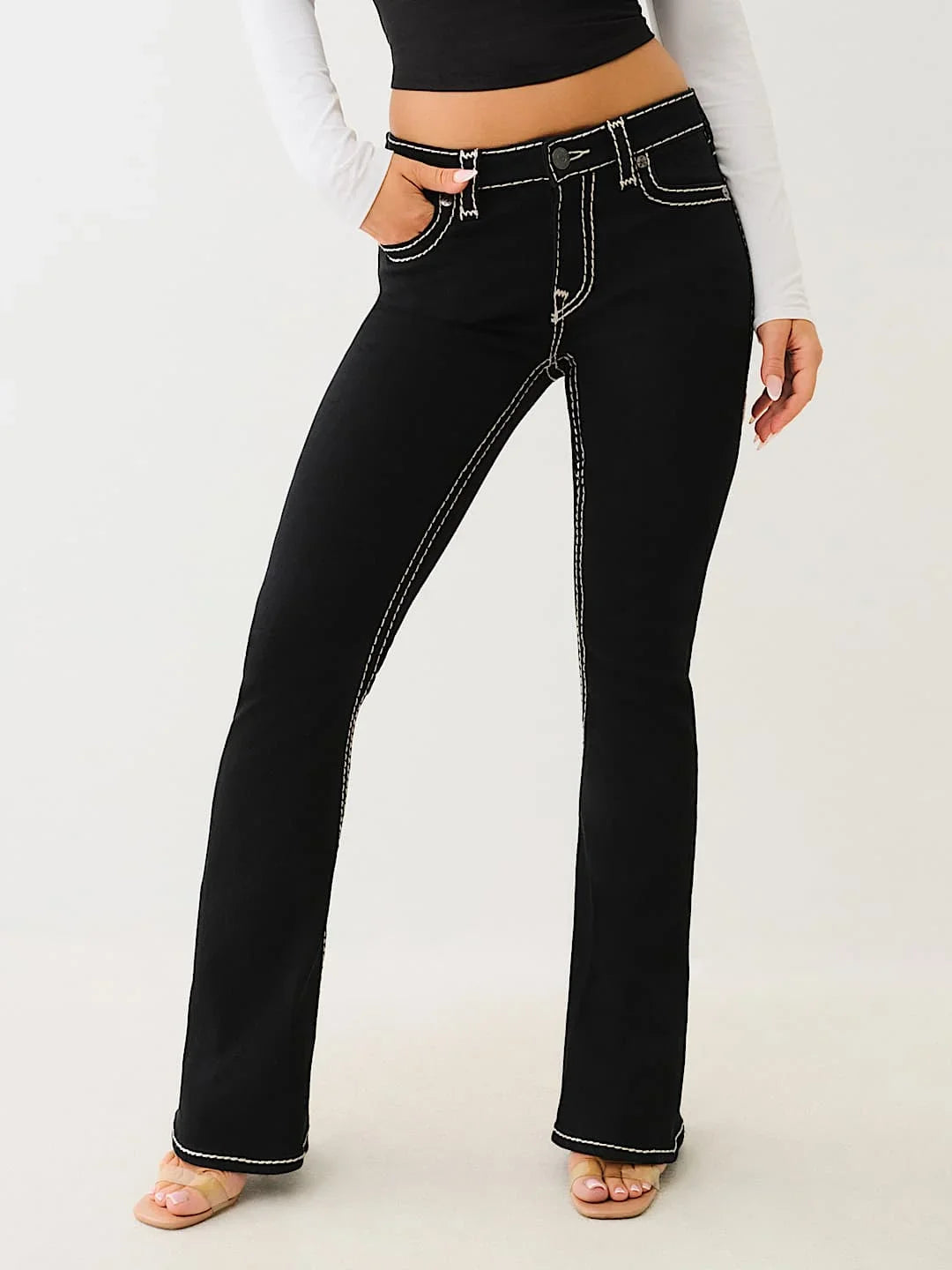 Retro Pocket Embroidery Blue Baggy Jeans