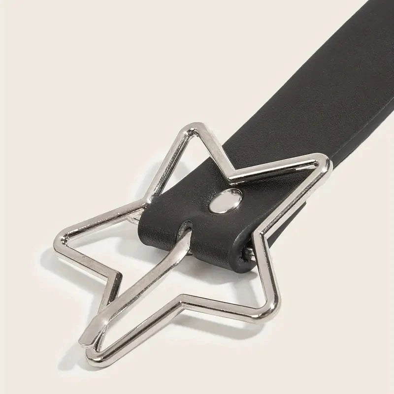 Y2K Punk Star Eyelet Black Rivet Belt