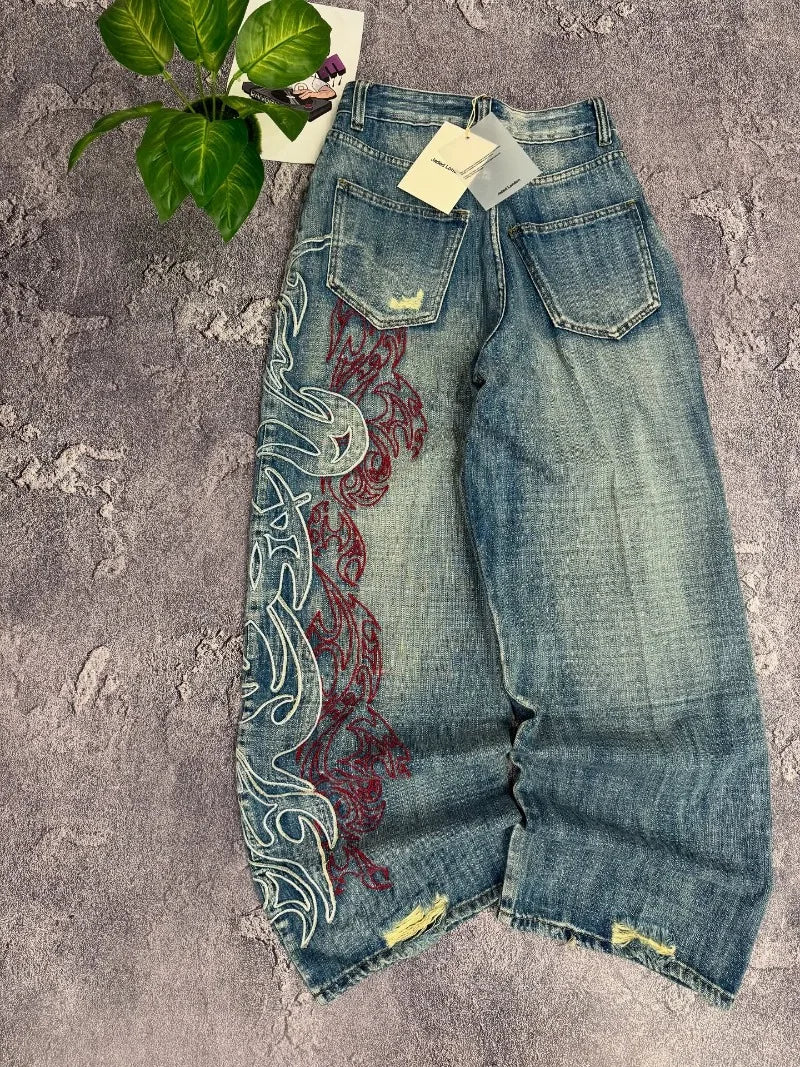 Women's Embroidered Baggy Jeans