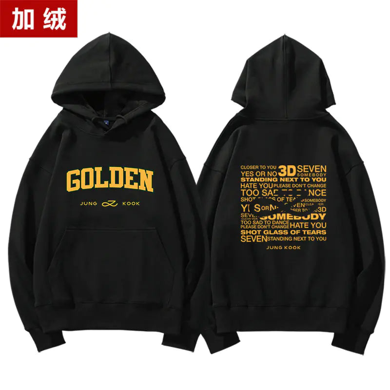 Jungkook Golden Album Hoodie - Fleece Pullover Top