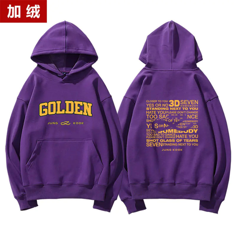 Jungkook Golden Album Hoodie - Fleece Pullover Top