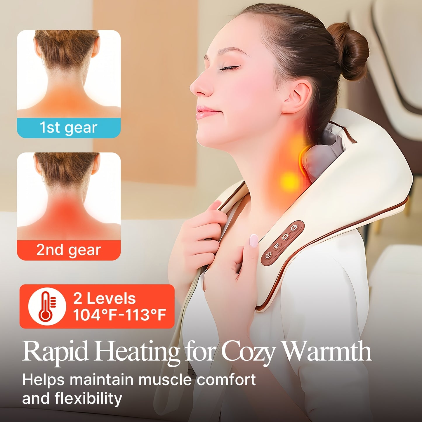 Cordless Neck and Shoulder Massager with Dual-Level Heating