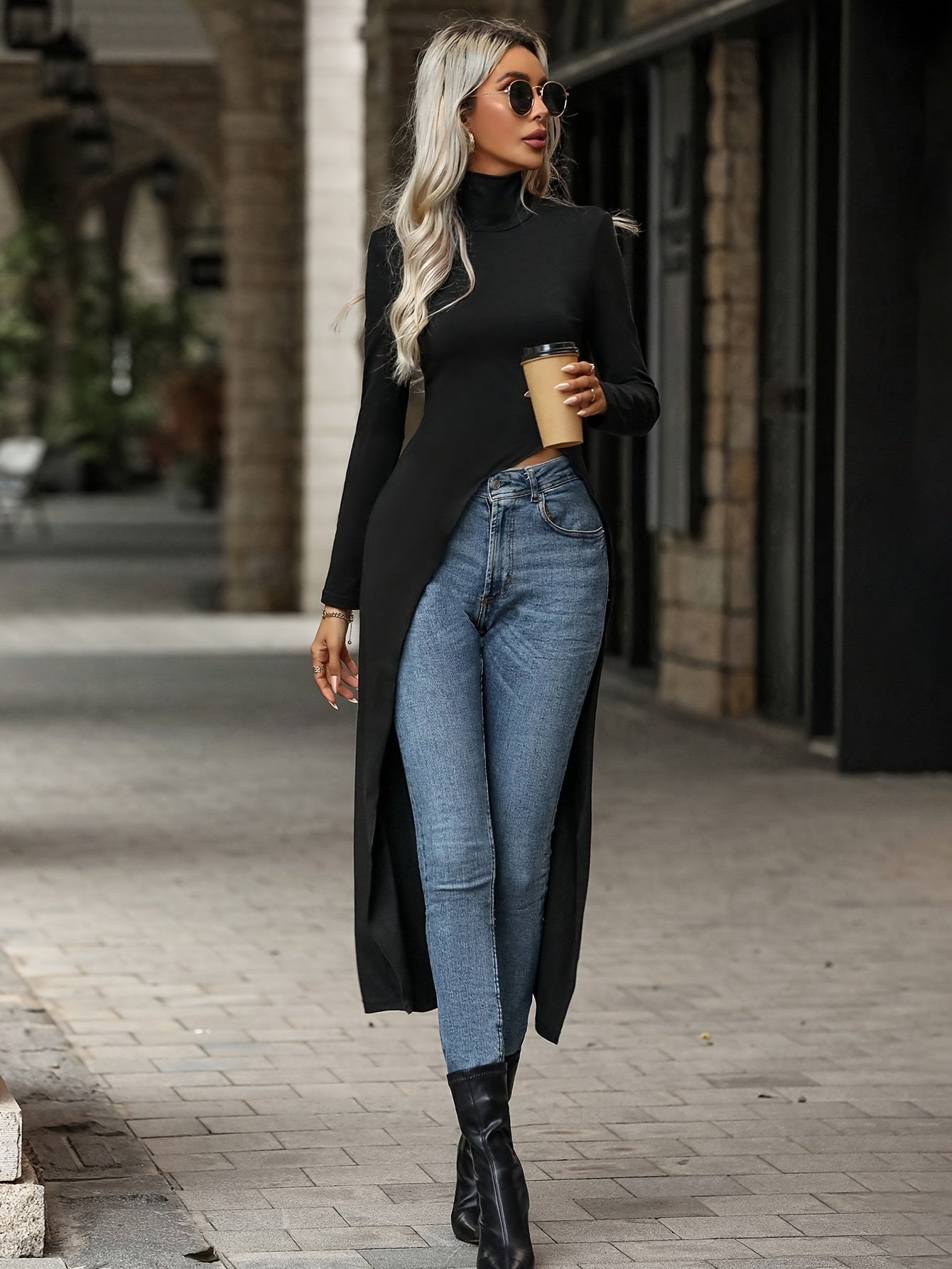 Elegant Long Sleeve Long Top For Spring & Fall