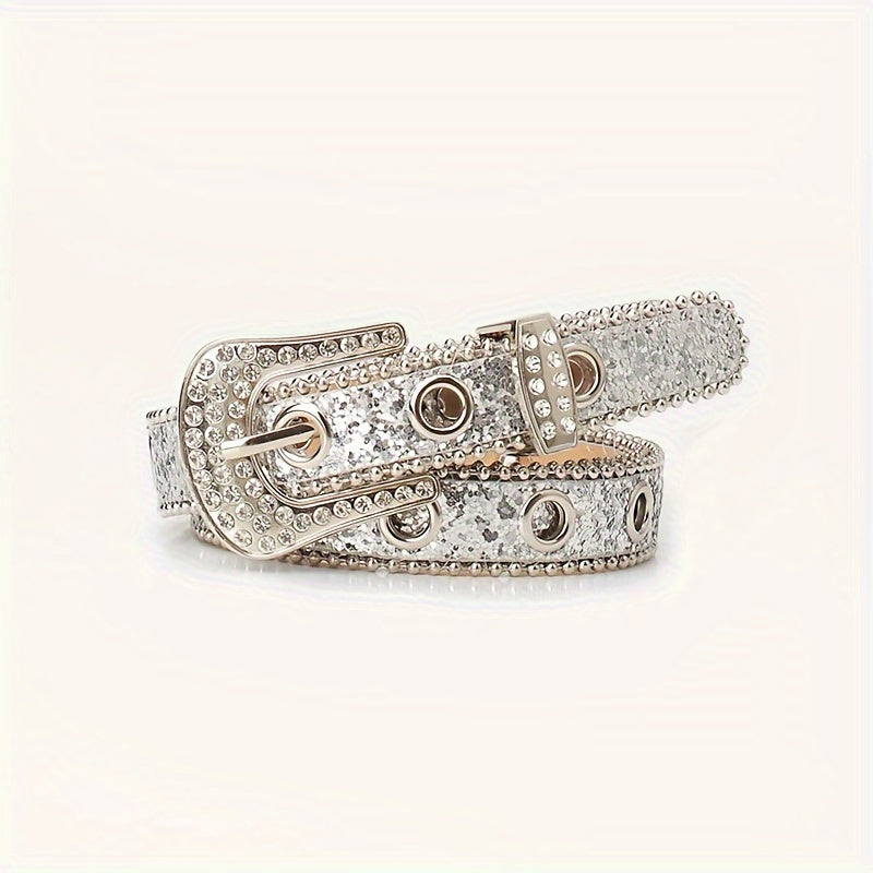 Rhinestone Pin Buckle Women's Belt
