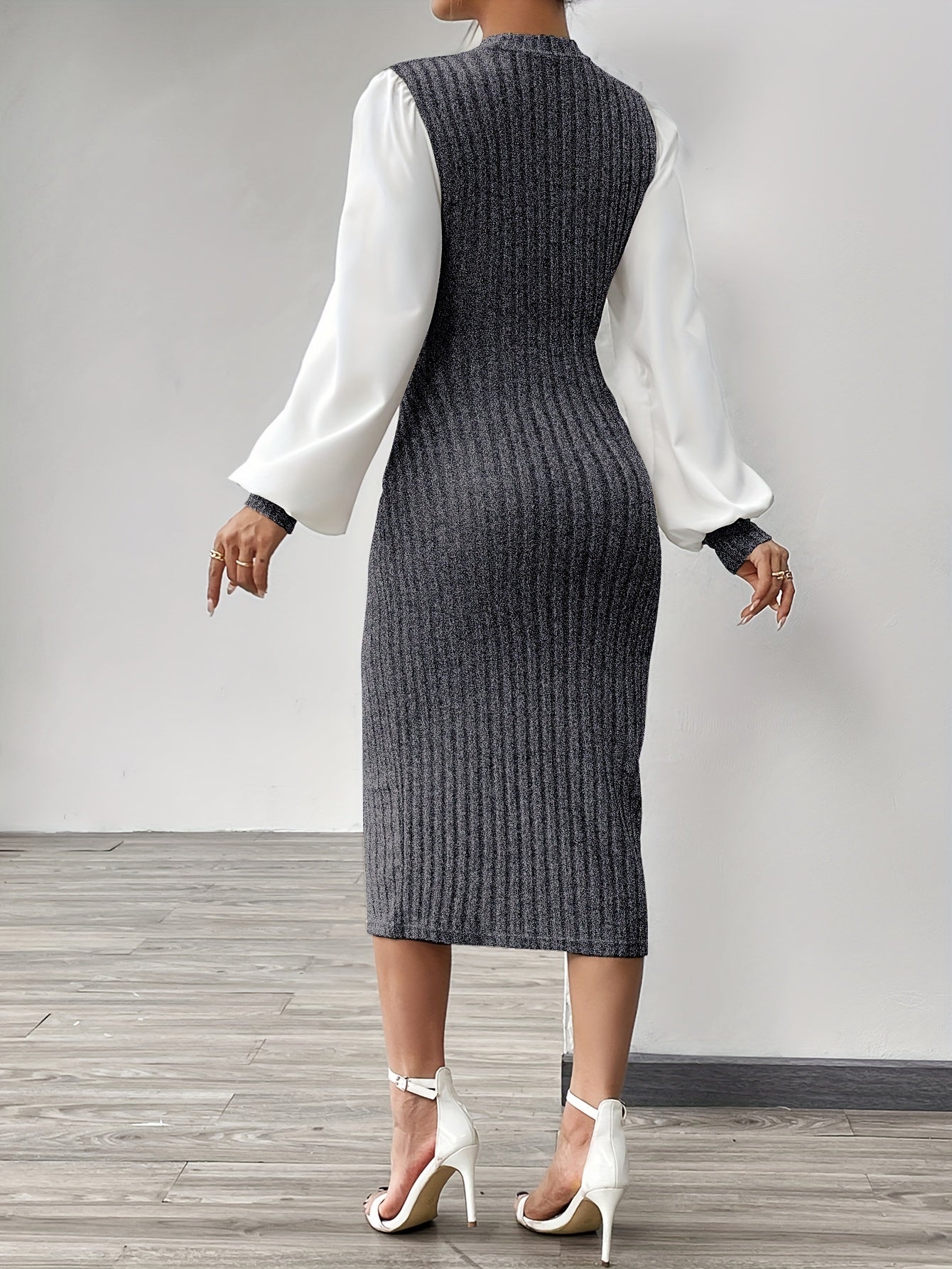 Women's Elegant Half-Turtleneck Long Sleeve Dress