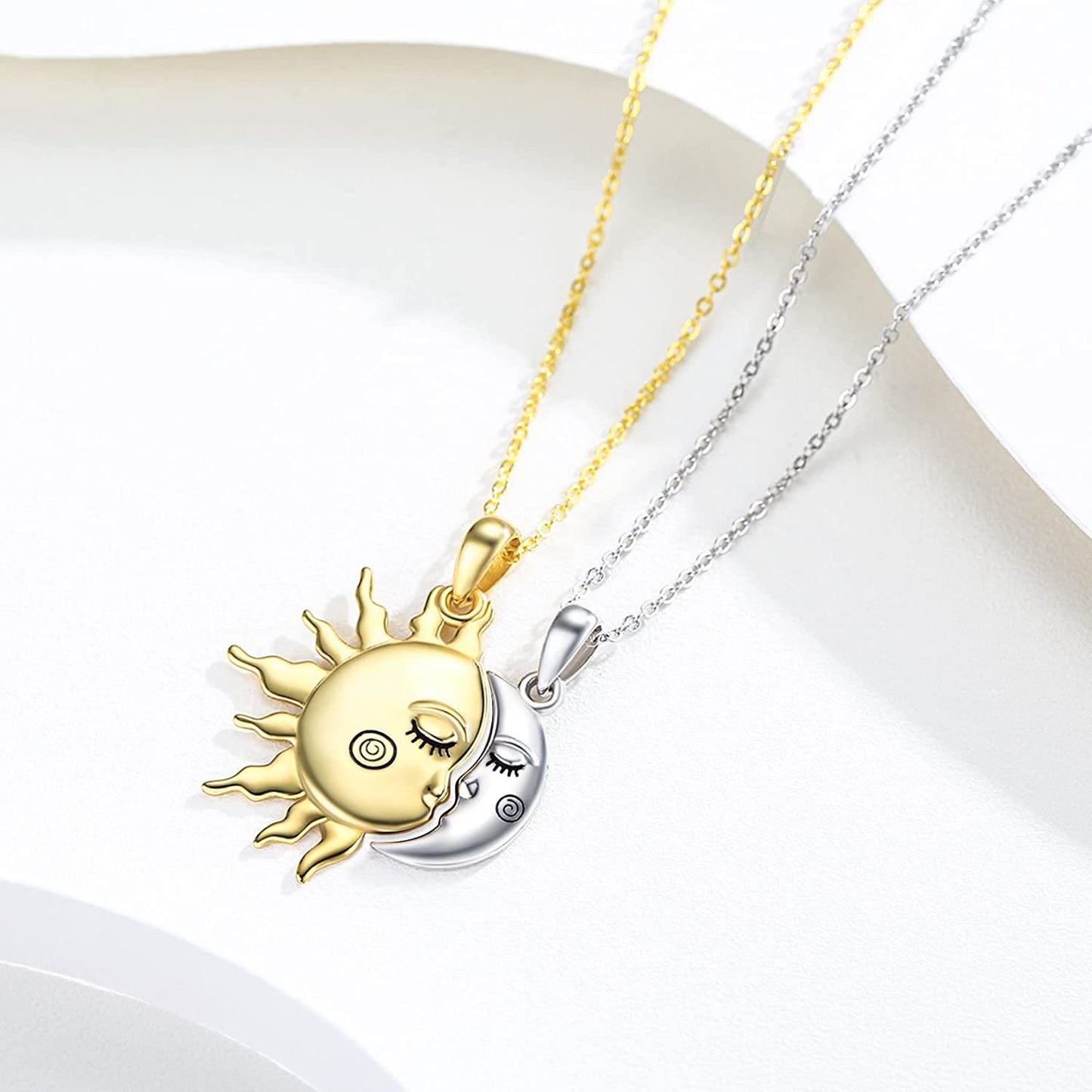 18K Golden Magnetic Sun& Star Couple Pendant Necklace