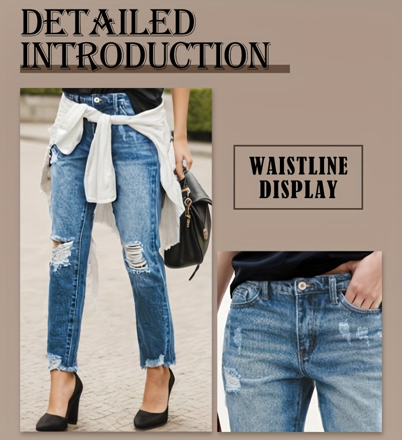 Comfortable Ripped Distressed Stretchy Boyfriend Jeans for Women