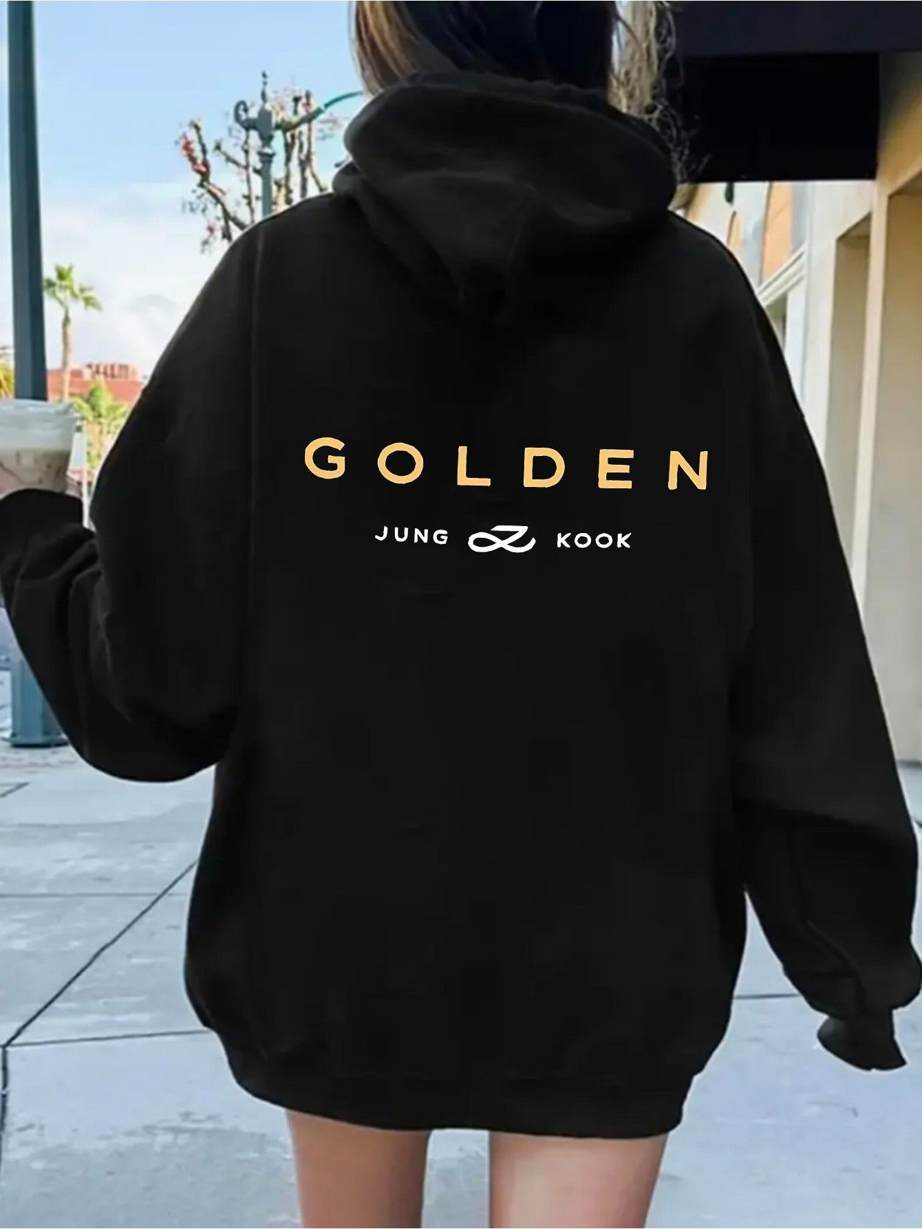 Women's GOLDDEN JUNG KOOK Oversized Hooded Sweatshirt