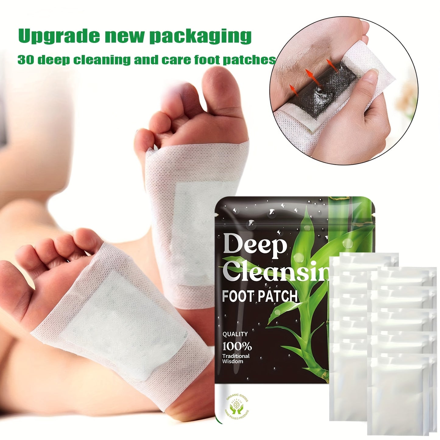 30 Natural Bamboo Foot Pads
