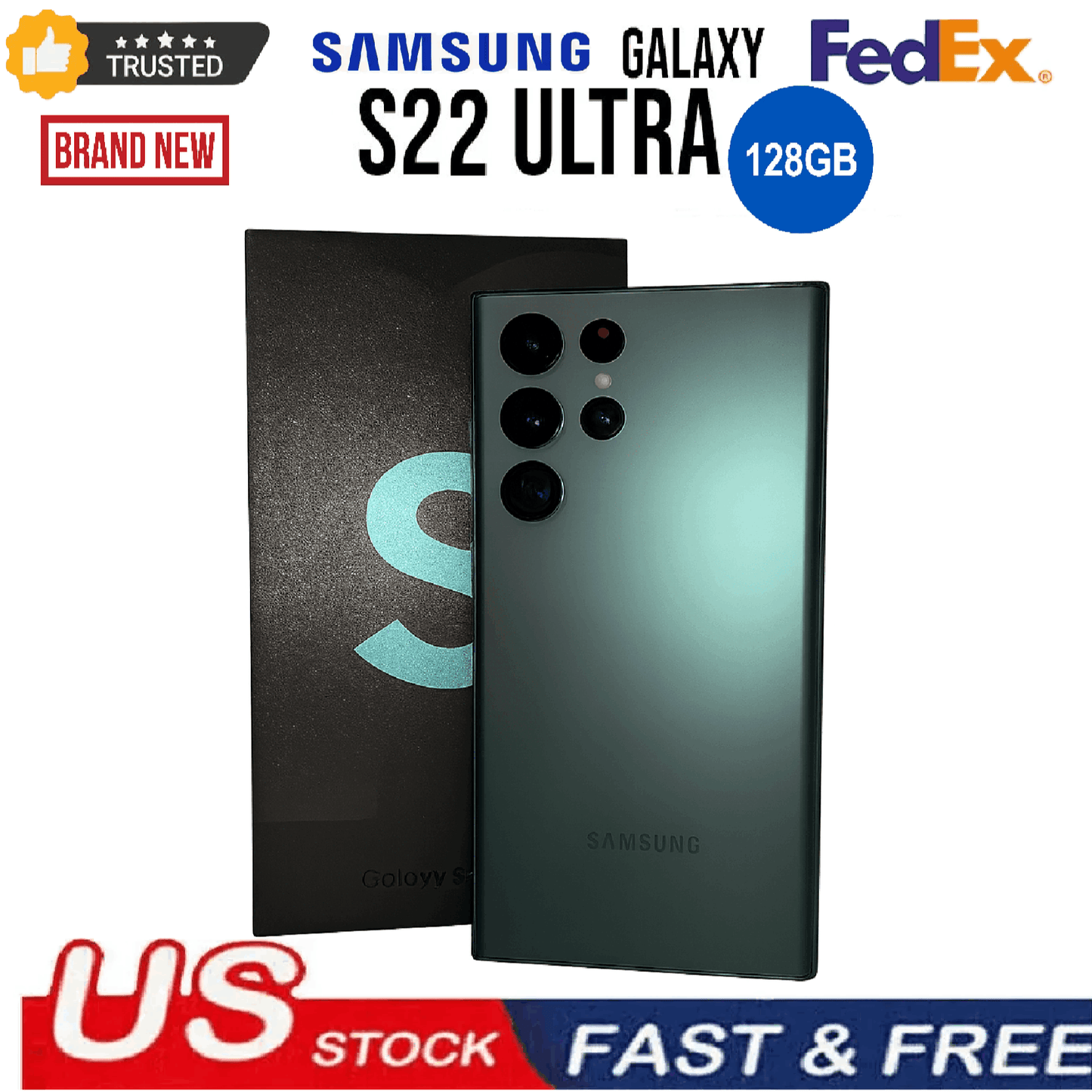 Brand NEW Samsung Galaxy S22 Ultra 5G 128GB (Green, Black, or Burgundy)