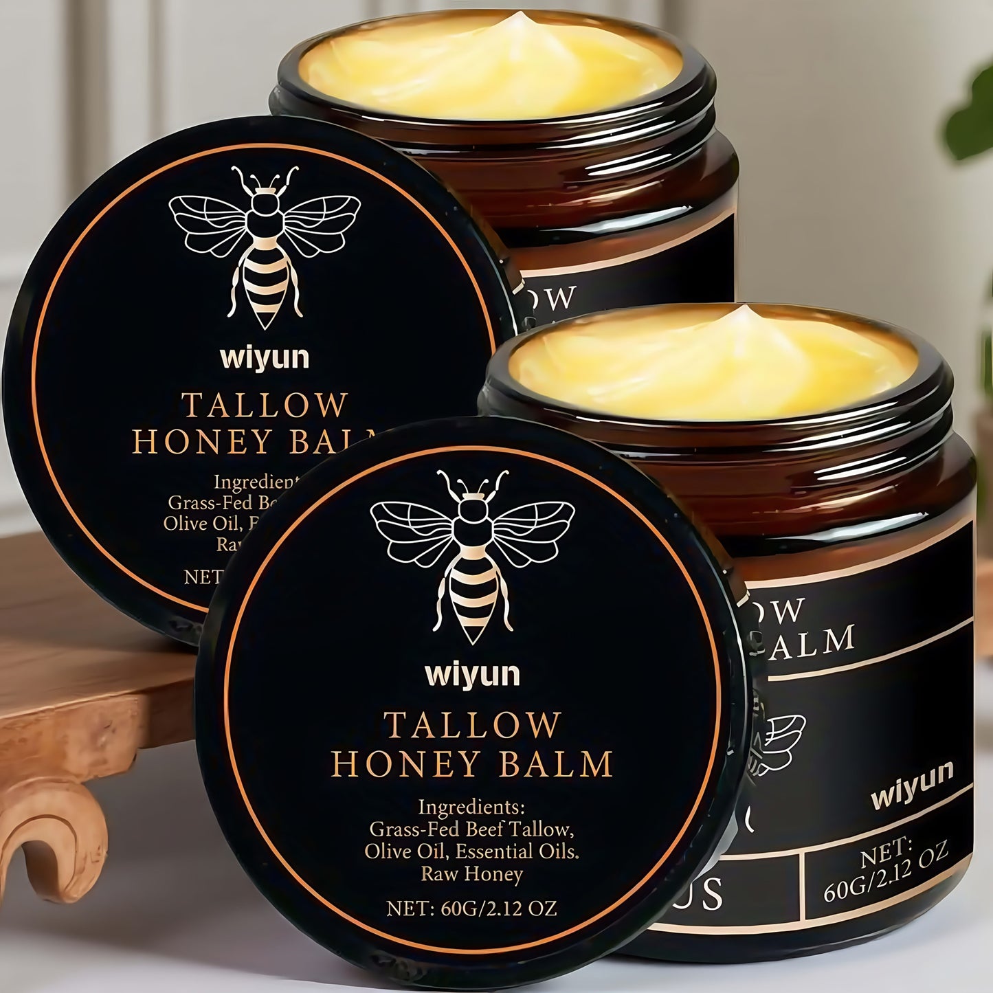 Natural Grass-Fed Beef Tallow with Raw Honey