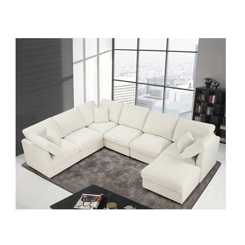 7-Seater Upholstered Sectional Sofa