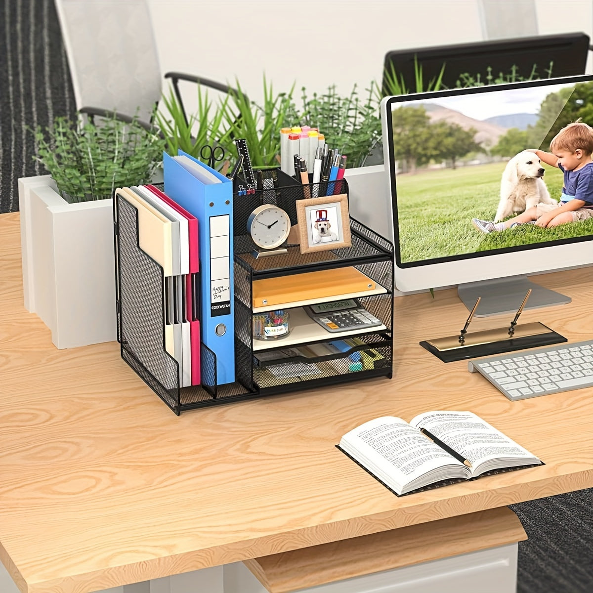 Desk Organizer with Mesh File Holder