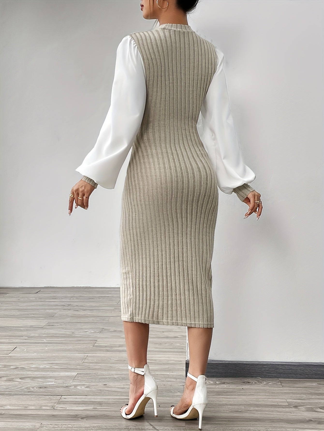 Women's Elegant Half-Turtleneck Long Sleeve Dress