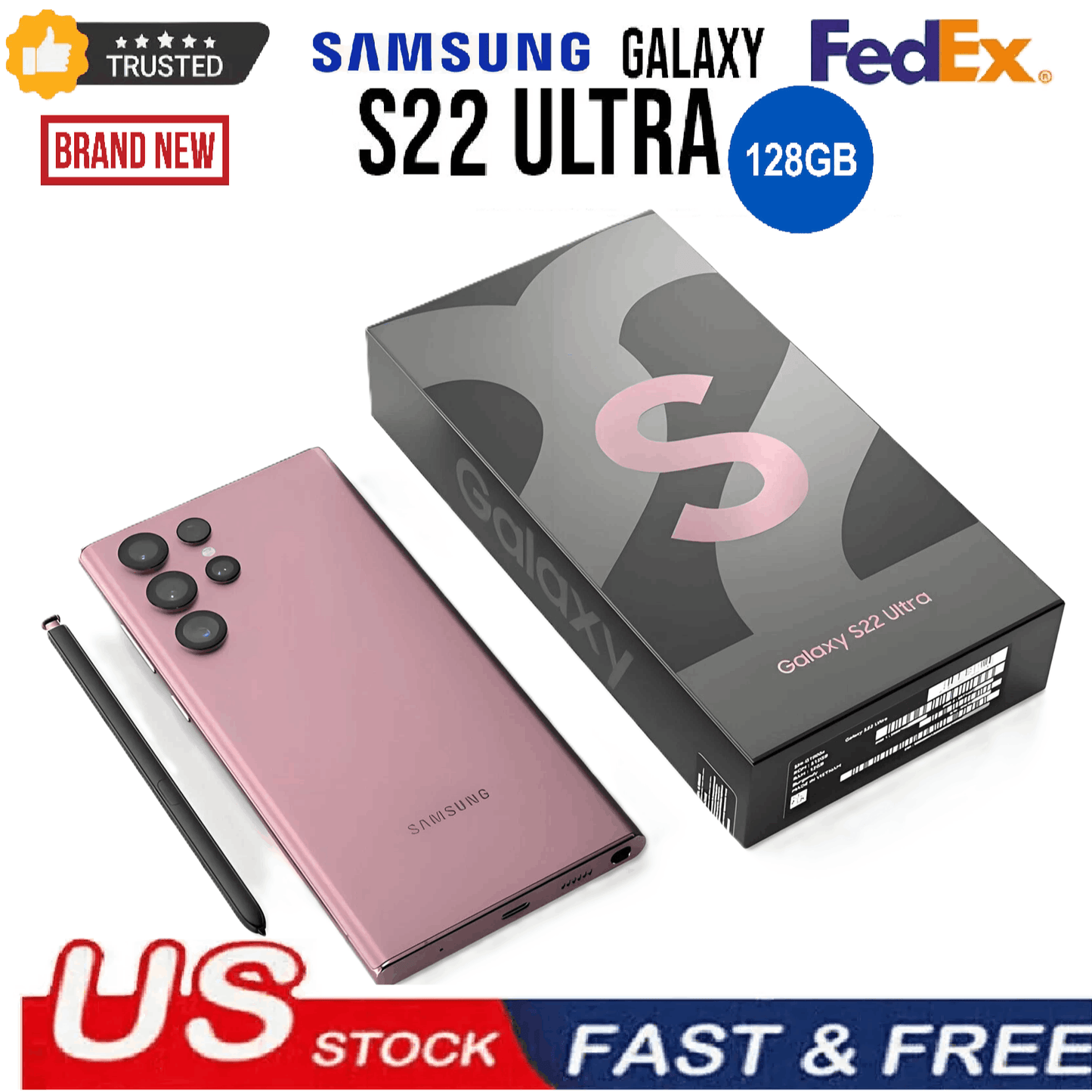 Brand NEW Samsung Galaxy S22 Ultra 5G 128GB (Green, Black, or Burgundy)