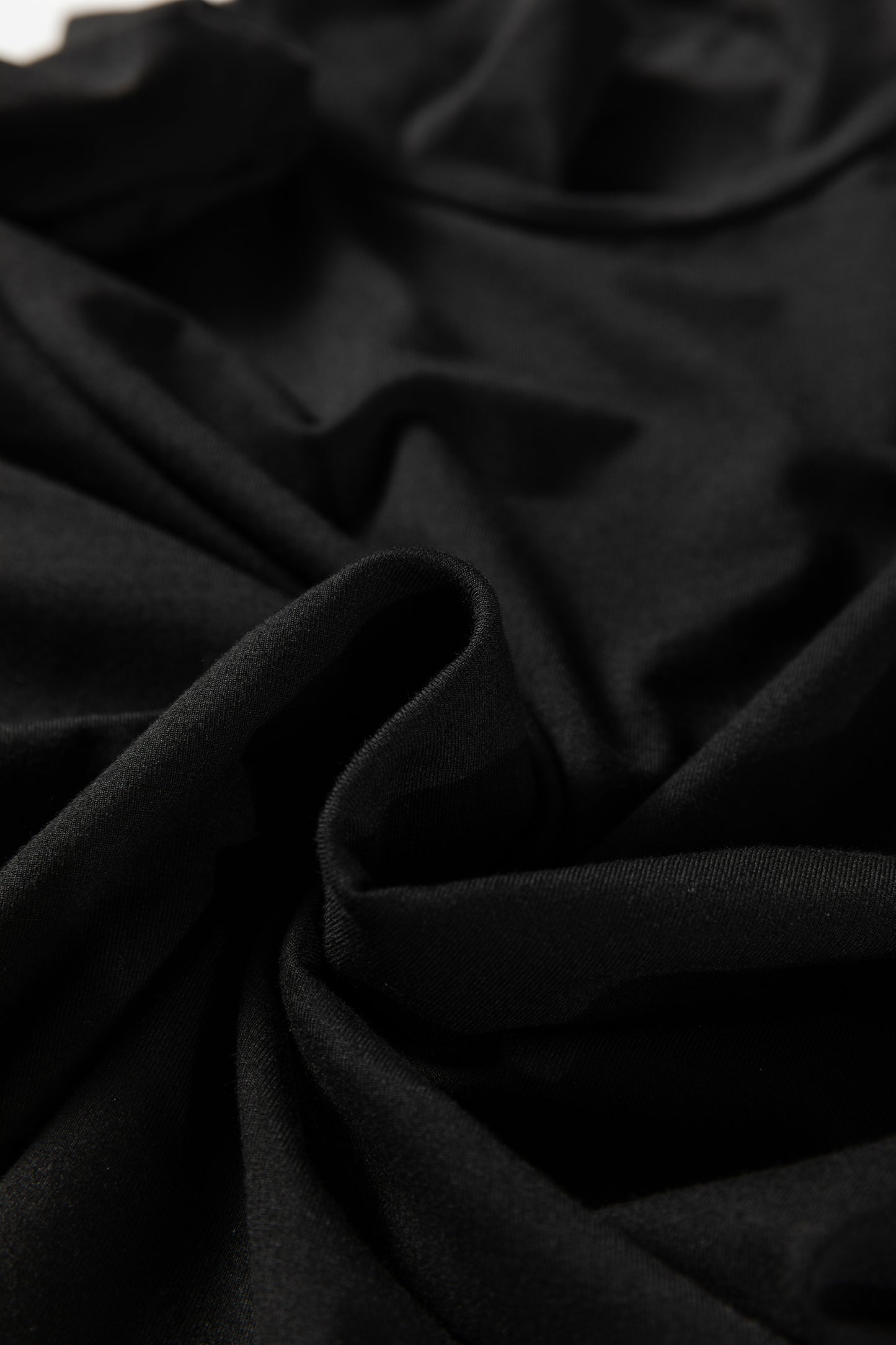 Black Slim Fit High Neck Long Sleeve Basic Top