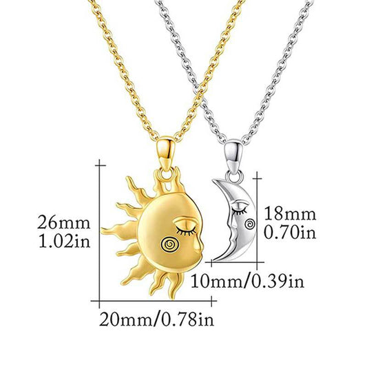 18K Golden Magnetic Sun& Star Couple Pendant Necklace