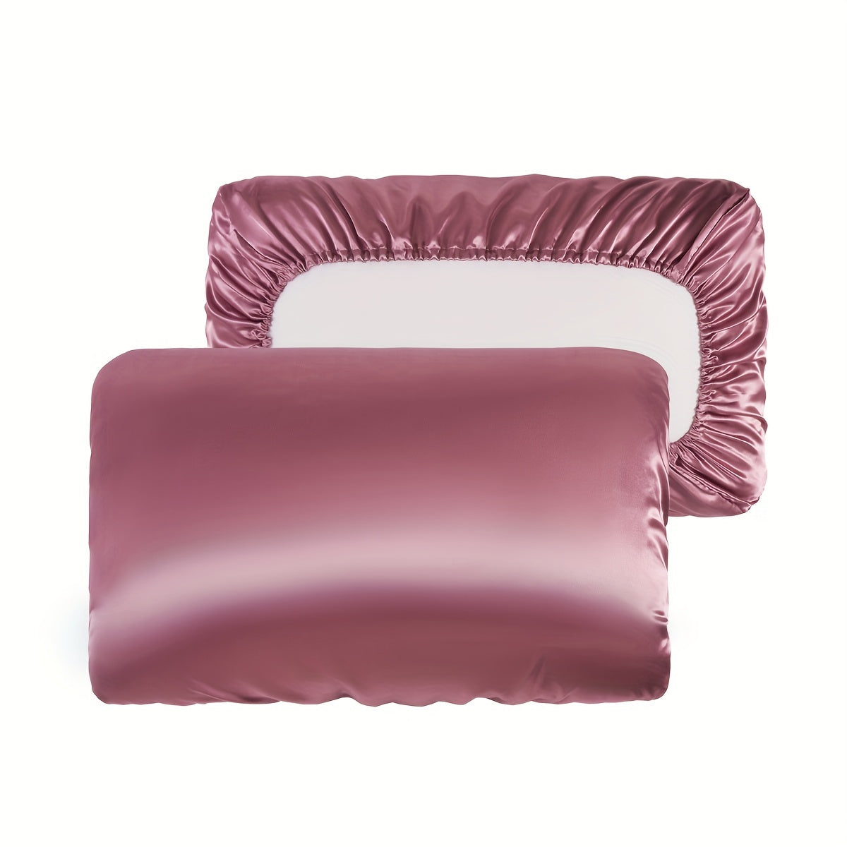 2pcs Soft And Breathable Satin Pillowcase With Elastic Cord
