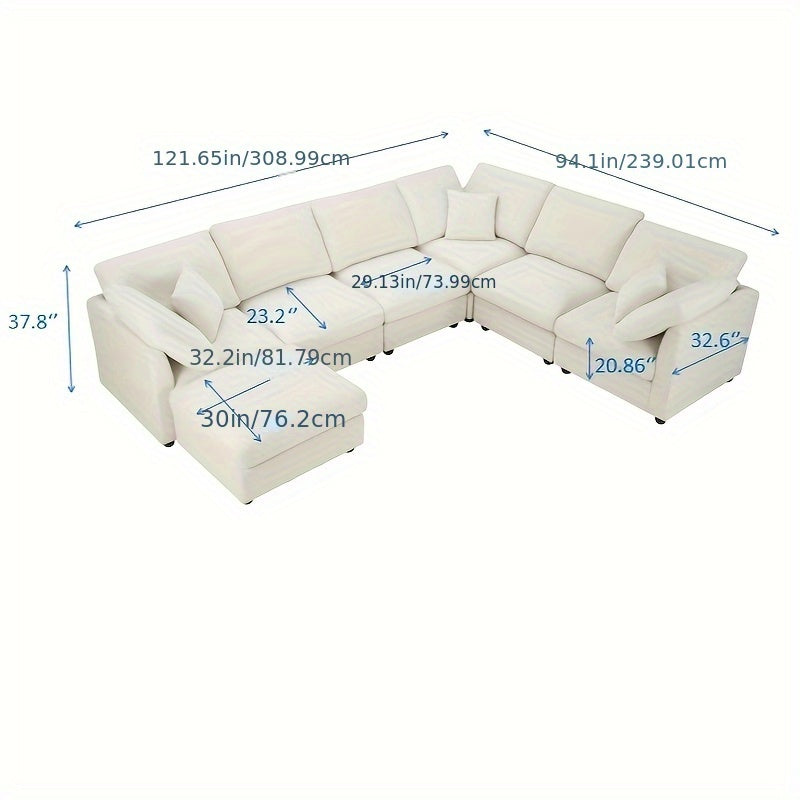 7-Seater Upholstered Sectional Sofa