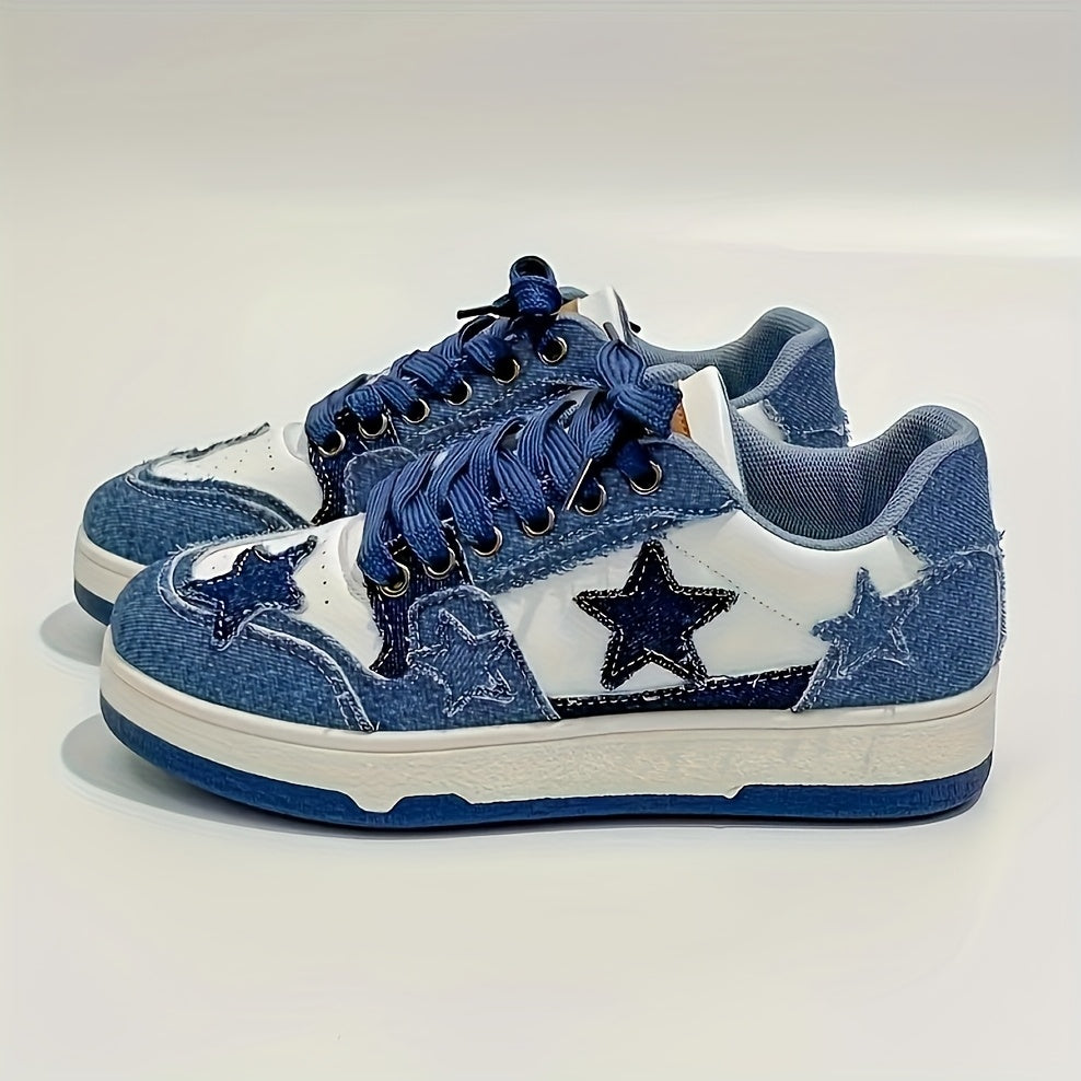 Women's Pink Star-Patterned High-Top Sneakers