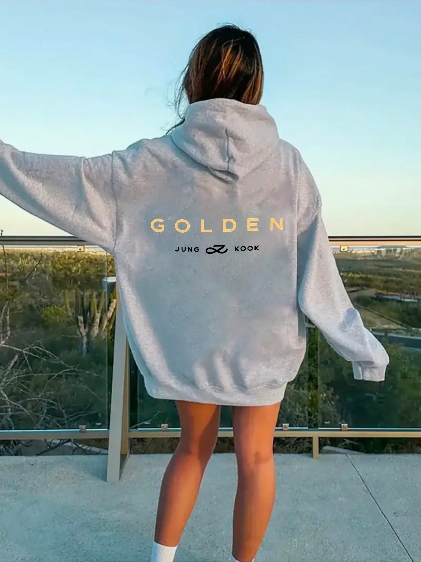 Women's GOLDDEN JUNG KOOK Oversized Hooded Sweatshirt