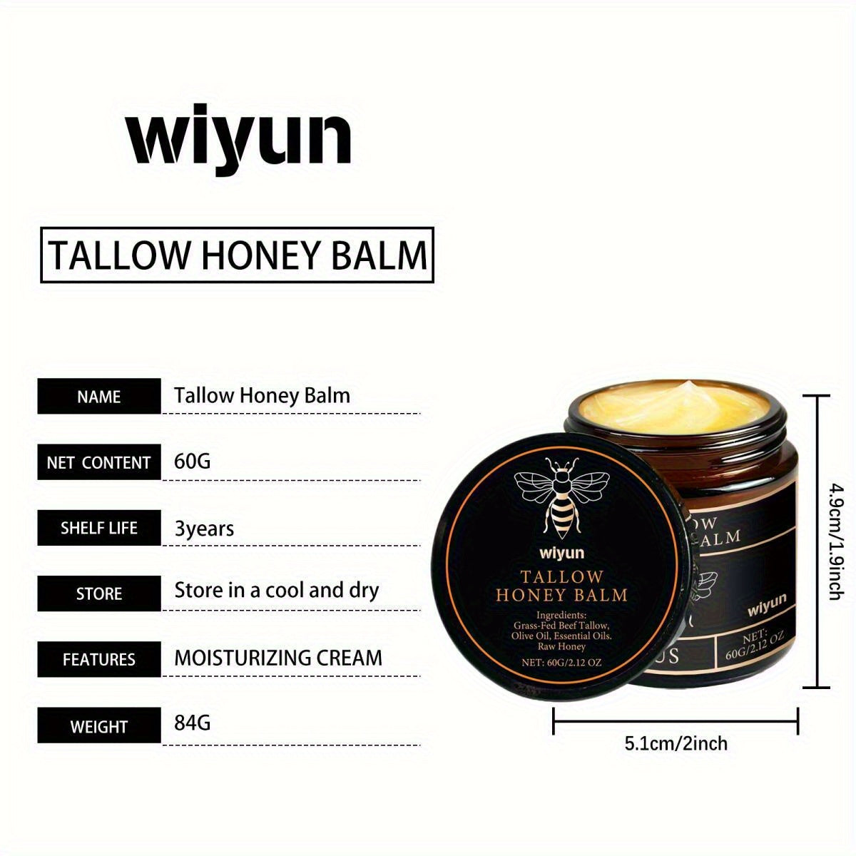 Natural Grass-Fed Beef Tallow with Raw Honey