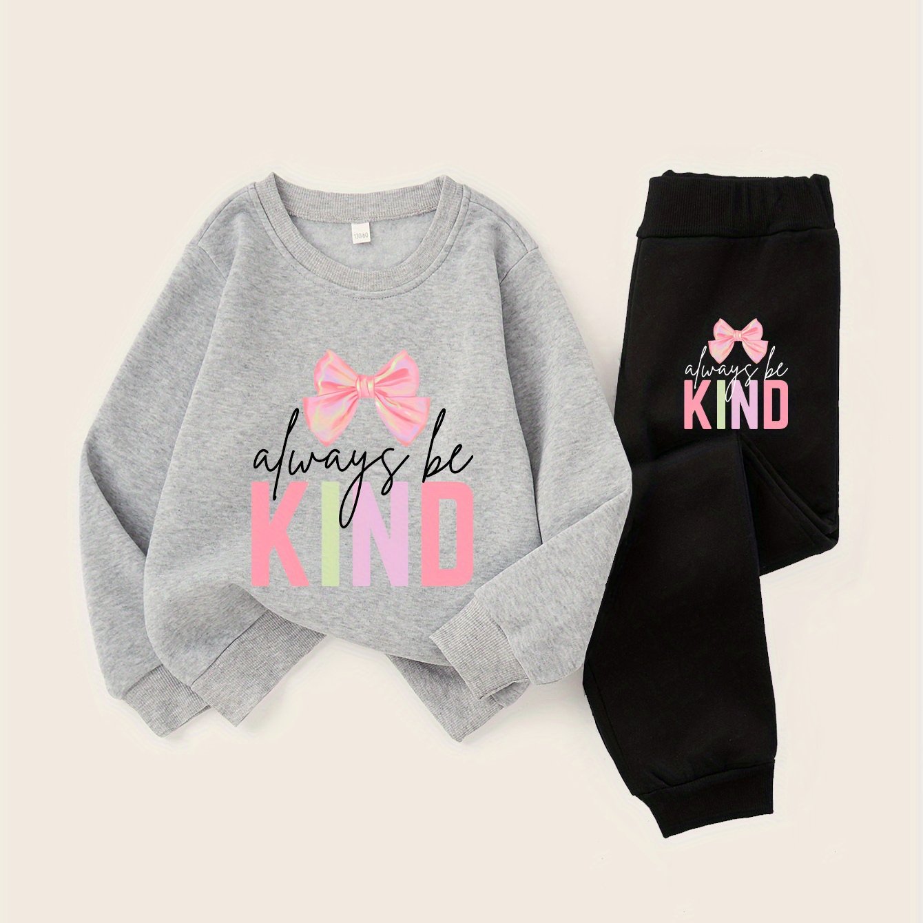 Always Be Kind with Bow Girls' Fashion Hoodie Set