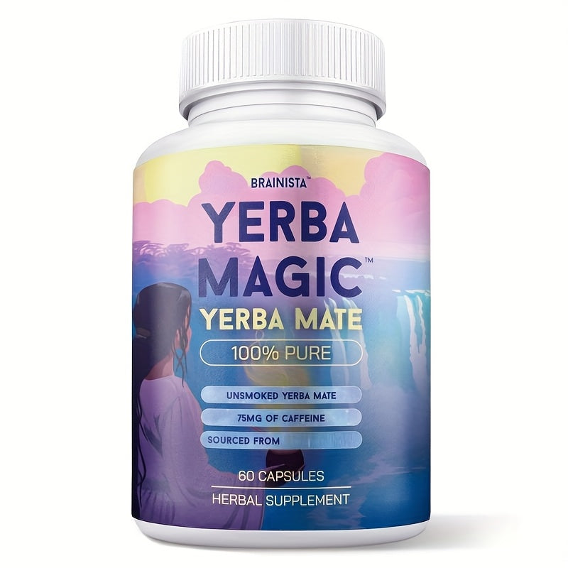 60 Capsules (1 Month Supply) - Natural Yerba Mate Energy Booster with B Vitamins,