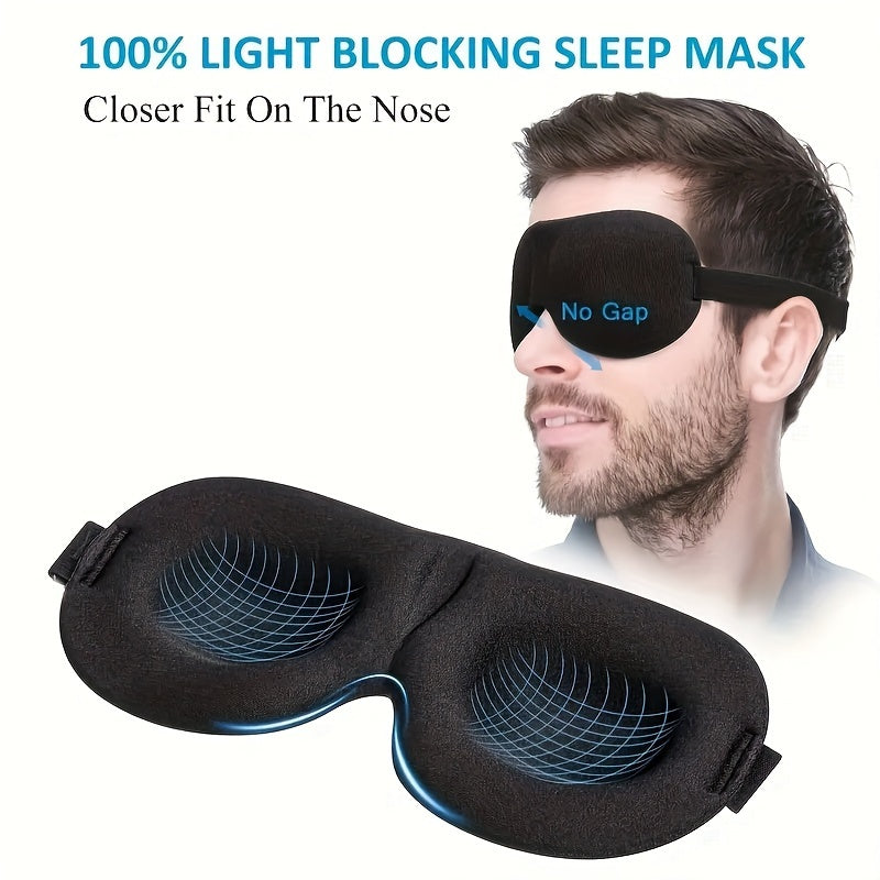 1/3/5/10 Pack Pure Black 3D Contoured Eye Mask