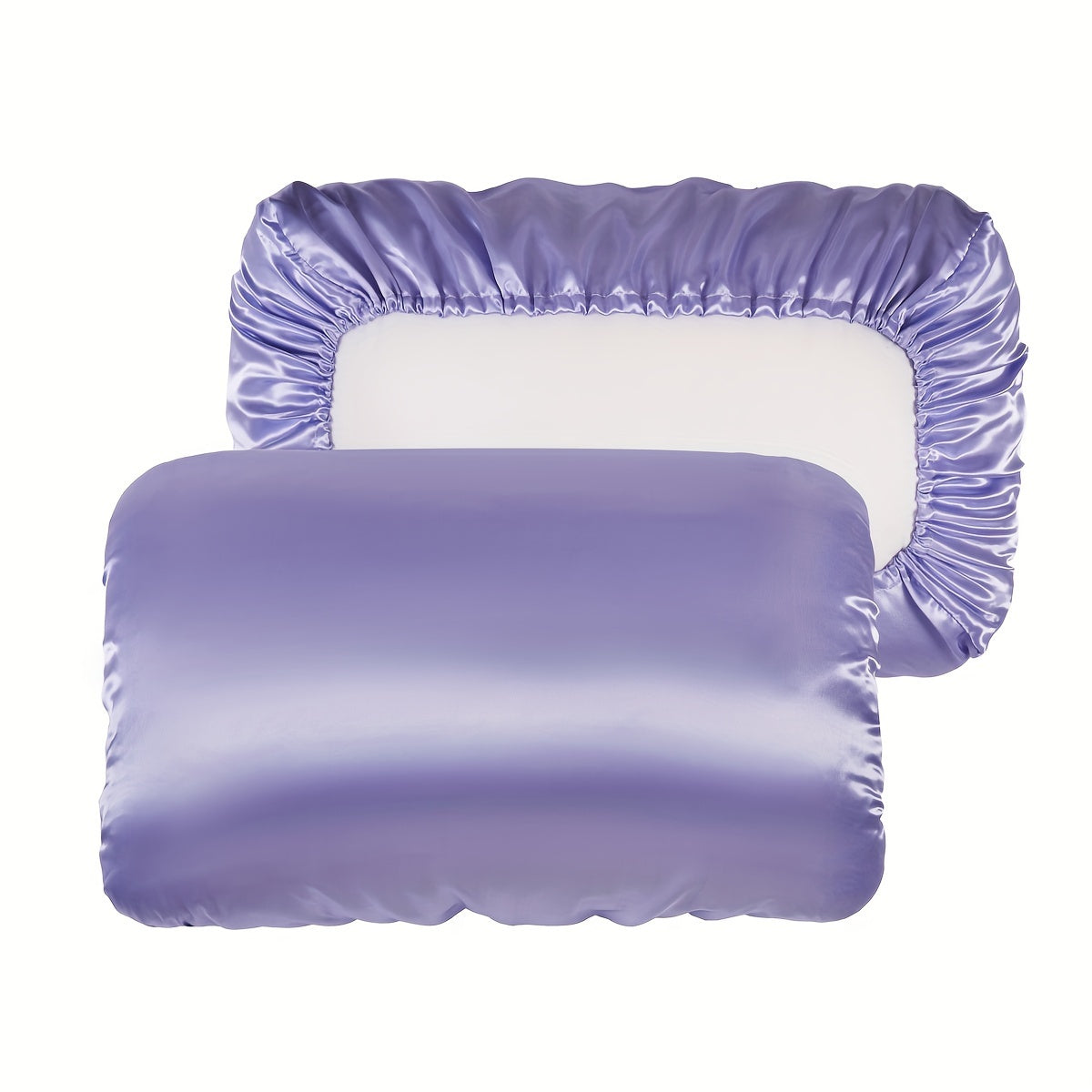 2pcs Soft And Breathable Satin Pillowcase With Elastic Cord