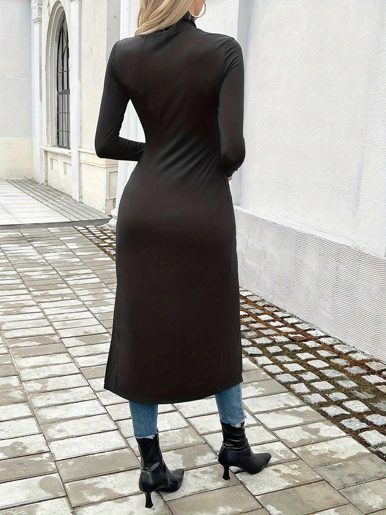 Elegant Long Sleeve Long Top For Spring & Fall