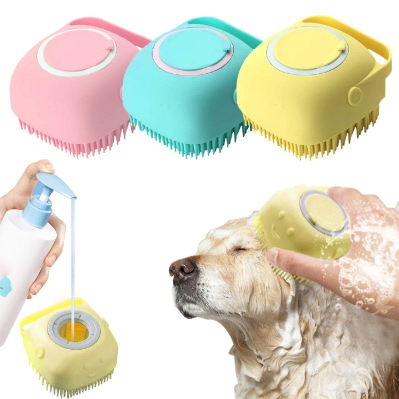 Soft Dog Bath Brush with Detachable Head & Soft Bristles