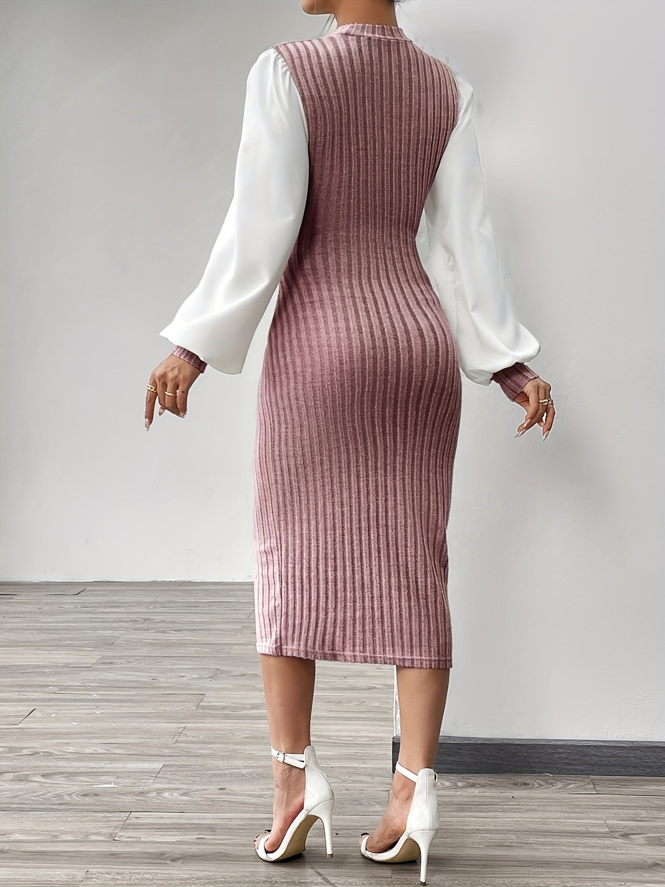 Women's Elegant Half-Turtleneck Long Sleeve Dress