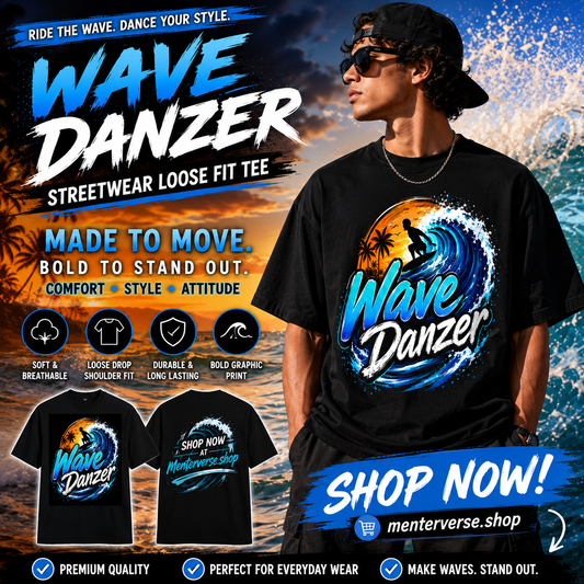 Wave Dancer Streetwear Loose Drop Shoulder T-Shirt