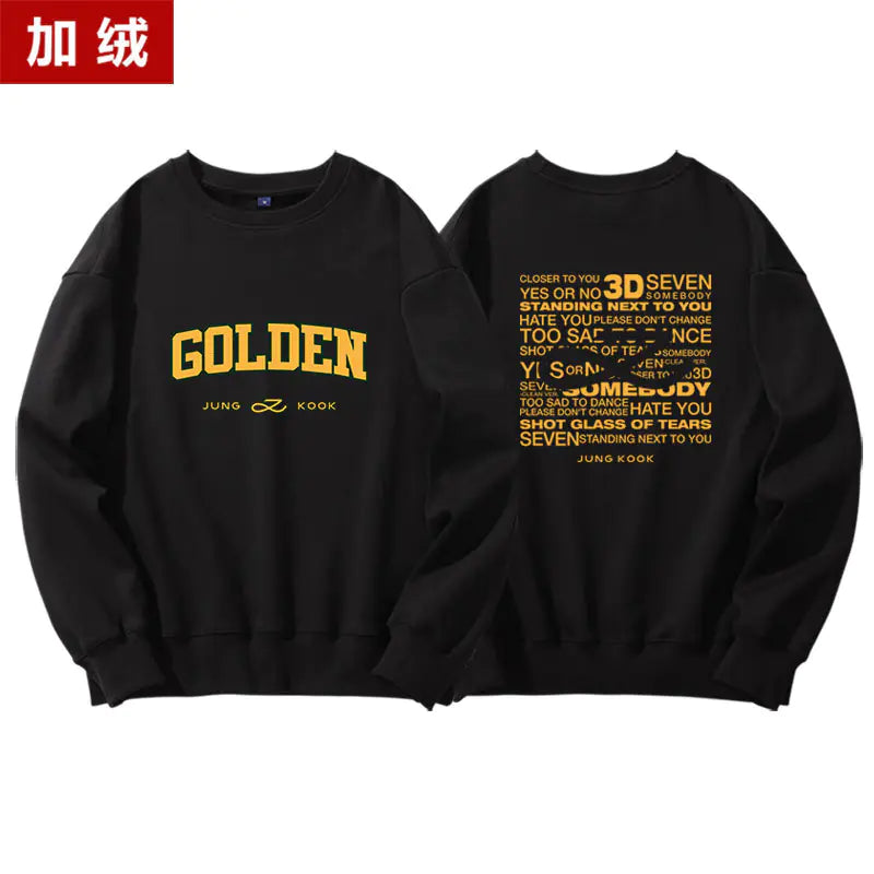 Jungkook Golden Album Hoodie - Fleece Pullover Top