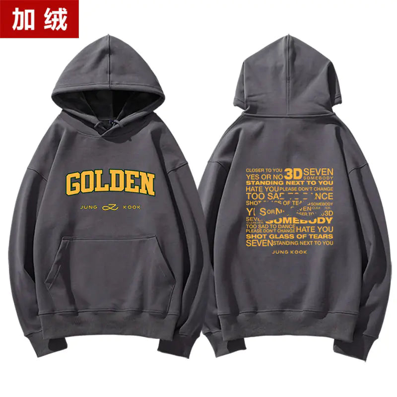 Jungkook Golden Album Hoodie - Fleece Pullover Top