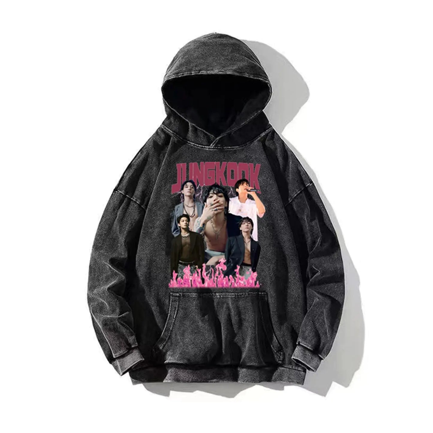 Jungkook Hoodie Vintage Distressed Cotton Hoodie