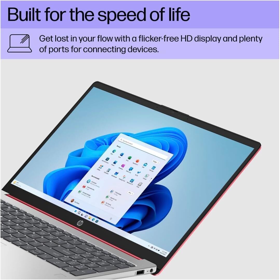 HP 15 Laptop 15.6" HD Pentium Quad-Core N200 16GB 128GB SSD Webcam Win 11 Red