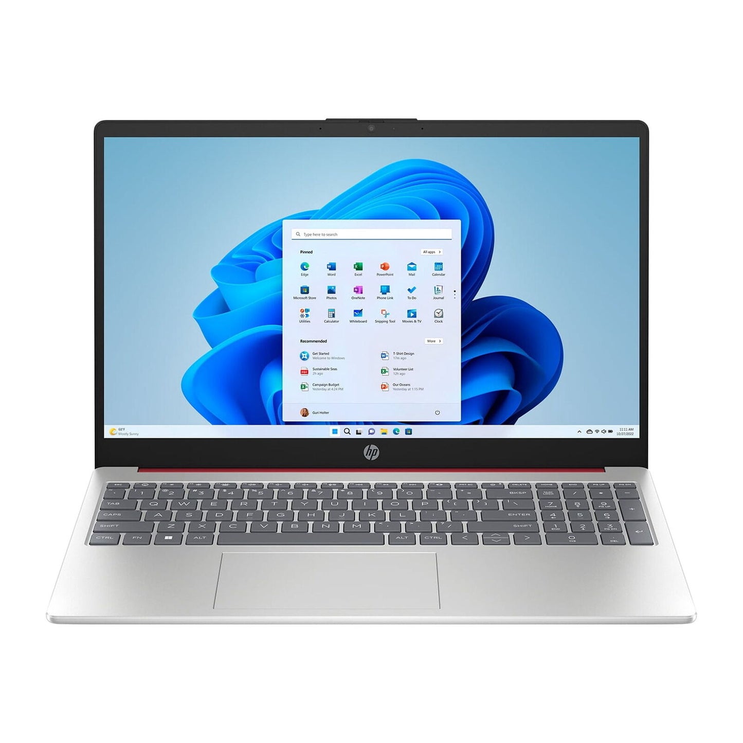 HP 15 Laptop 15.6" HD Pentium Quad-Core N200 16GB 128GB SSD Webcam Win 11 Red