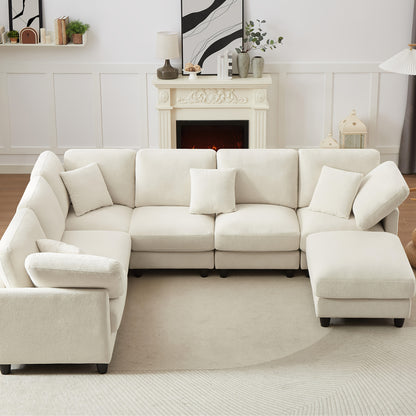 7-Seater Upholstered Sectional Sofa