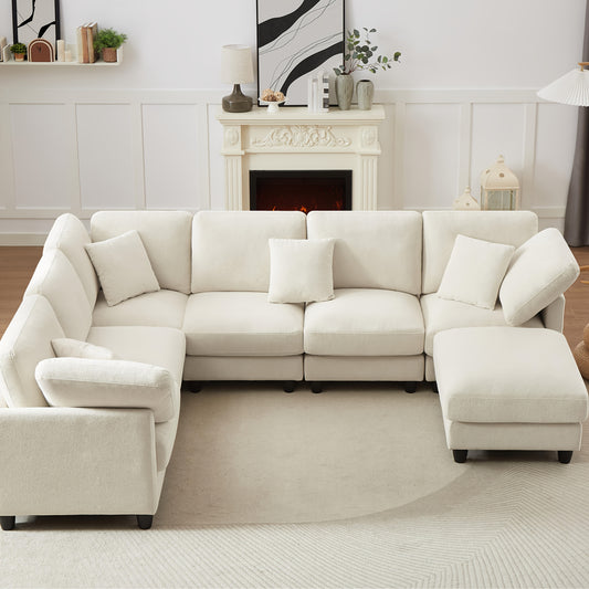 7-Seater Upholstered Sectional Sofa